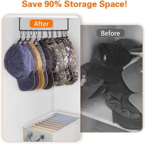 Viklluyr Hat Rack for Baseball Cap Storage, Modern Metal Hat Organizer with 20 Hooks, Set of 2