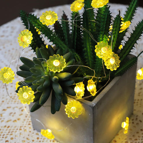 30 Sunflower String Lights Spring Fairy Lights, LED Copper String Lights with Remote Control & Battery Operated Novelty