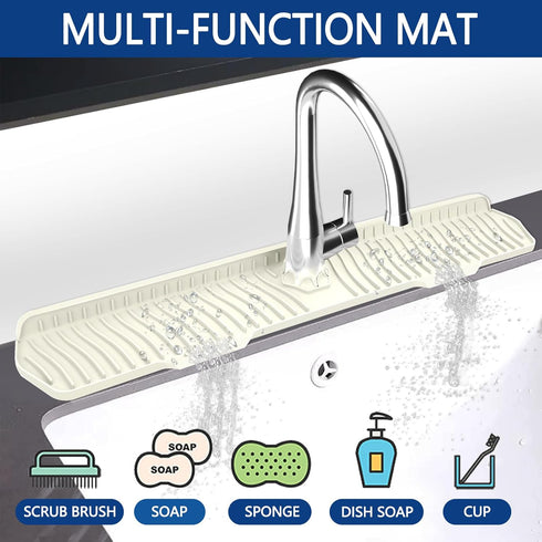 EBIGIC Kitchen Sink Splash Guard, Gen2-30" x 6'' Silicone Mat for Countertop, Bathroom, and Farmhouse Use