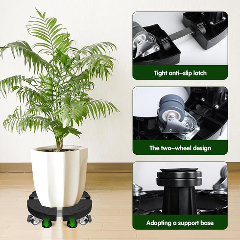 1 Pack 15-19.6 Inch 500 lbs Plant Caddy with Wheels - Adjustable Large Plant Stand Heavy Duty Lockable Caster Wheels
