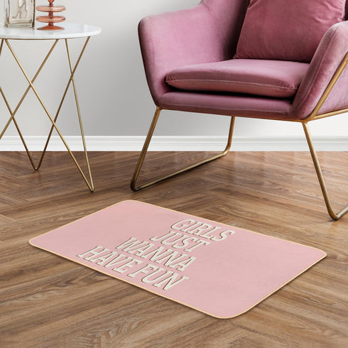 Pink Welcome Mat Bath Mats for Teen Girls, Front Door Mat for Home Kitchen Bathroom, 30 x 16 Inch