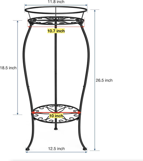 2 FaithLand Plant Stand, Metal Planter Holder Indoor Outdoor, Tier Round Potted Supports Rack, Corner Display Shelf