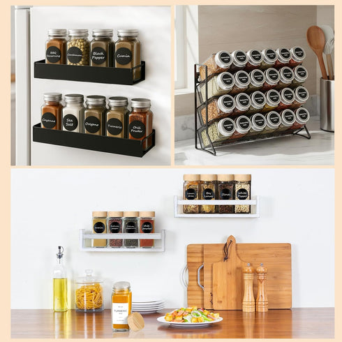 DIDITIME 12Pcs 4oz Spice Jars with Label, Empty Square Seasoning Containers, Spice Jars with Shaker Lids, Small Spice