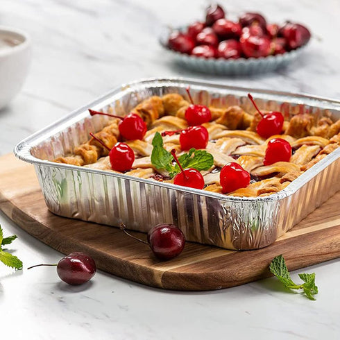 10pack- 8 x 8 Aluminum Foil Pans, Disposable Heavy Duty Square Baking Cake Pans for Homemade Breads