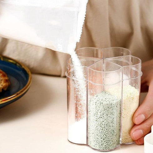 2 Pcs 5 in 1 Spice Containers, Portable Travel Seasoning Dispenser, Clear Container Jars with Lid and Labels