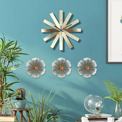 Metal Flower Wall Art Decor, 8.3" Rustic Modern Floral Sculpture for Indoor Kitchen Bedroom Living Room Outdoor