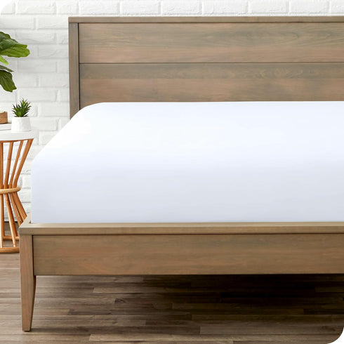 Bare Home Full Size Fitted Bottom Sheet - Premium 1800 Microfiber - Ultra-Soft Hotel Luxury - Deep Pocket - White