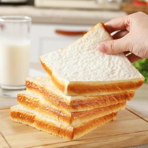 Joeabor 4 Set Artificial Bread Slice Fake White Sliced Bread Realistic Fake Food for Display Faux Bread Slice Model