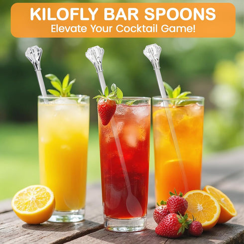 kilofly Rhinestone Party Stir Bar Spoon, Value Pack, Set of 4