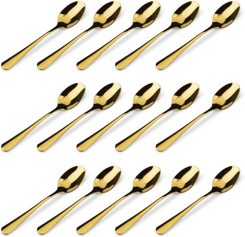 15 Packs Demitasse Espresso Spoons, 4.3 Inch Mini Gold Coffee Spoon, Stainless Steel Small Spoons for Dessert