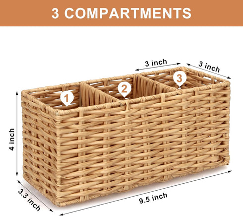Ayiaren Wicker Flatware Caddies, Best Kitchen Silverware Organizer, Storage for Countertop, Party Utensil Holder