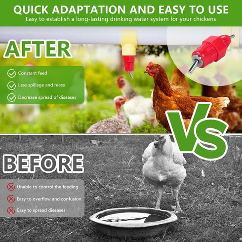 KISEER 30-Pack Poultry Nipple Waterer for Chickens and Ducks - Screw Style