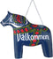 Swedish Themed Wood 8" Blue Dala Horse House Welcome Sign with Artwork Decal