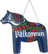 Swedish Themed Wood 8" Blue Dala Horse House Welcome Sign with Artwork Decal