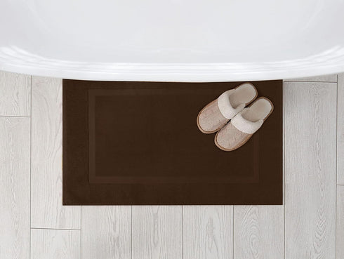 Utopia Towels Cotton Banded Rug - Bath Mats, 21 by 34 Inches, 100% Ring Spun Cotton, Dark Brown, 2 Pack