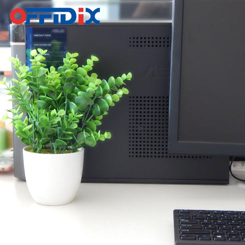 OFFIDIX Mini Eucalyptus Plants with Vase for Office Desk, Fake Plant with Plastic Pots for Home and Shower Room