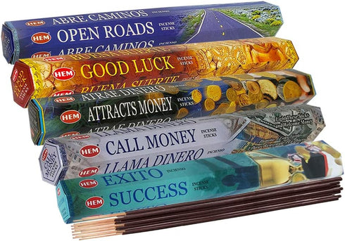 Hem Incense Sticks Variety Pack #5 with Holder, 5 Money and Success Themed Fragrances