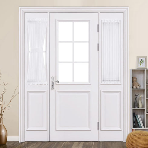 MIULEE 25 x 40 Inches Sidelight Sheer French Door Curtains, Light Filtering Window Treatment with Tieback - 2 Panels,