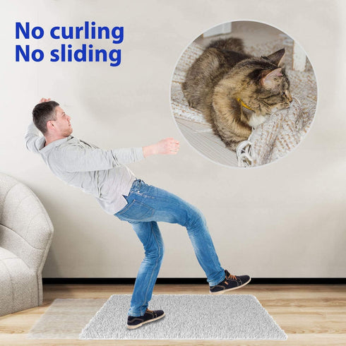Rug Tape, 12 Pcs Dual Sided Washable Removable Rug Stopper for Non-Slip Grip on Hardwood Floors