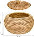 Round Rattan Basket Box with Lid, Small Handmade Woven Storage Basket for Home, Bathroom Decor Organizer