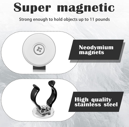 LEIFIDE Magnetic Hook Round Base Magnet Fastener with Steel Clip, Chrome Plate Heavy Duty Magnetic Holder for Indoor