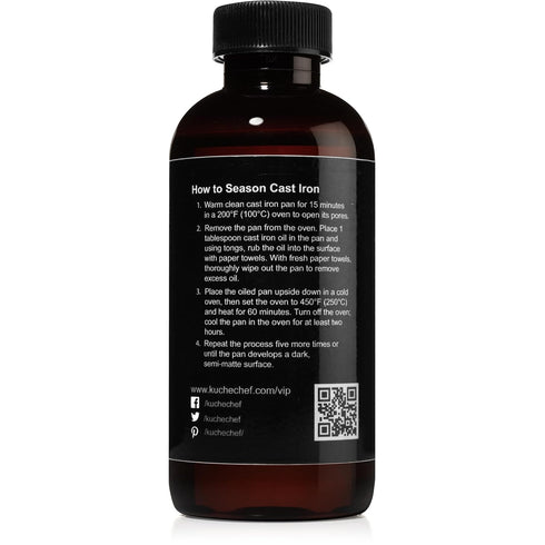 Organic Cast Iron Oil & Conditioner, Non-Stick Seasoning for All Cast Iron Cookware, 120ml Flaxseed Oil
