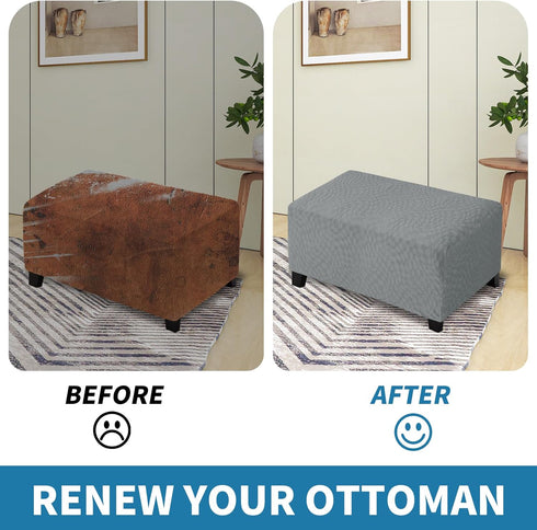 2026 (L:45"-56") ZNSAYOTX Rectangle Ottoman Cover Super Stretch Soft Footrest Slipcover Form Fit, Universal Folding