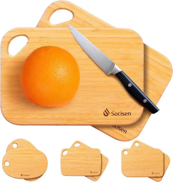 2 Pack Small Bamboo Wood Cutting Board for Kitchen 8.6" x 6"
