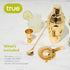 True 4-Piece Cocktail Shaker Set, Gold Includes Cobbler Shaker, Strainer, Jigger, Bar Spoon