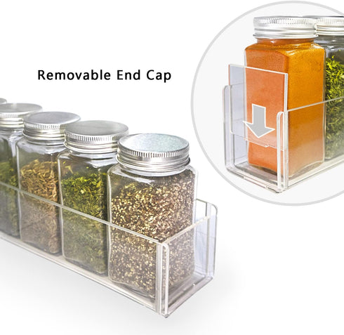 VAEHOLD Adhesive Acrylic Spice Rack with Nano Double Sided Tape, Wall Mount Organizer for Kitchen Cabinet Door - 2 Pack