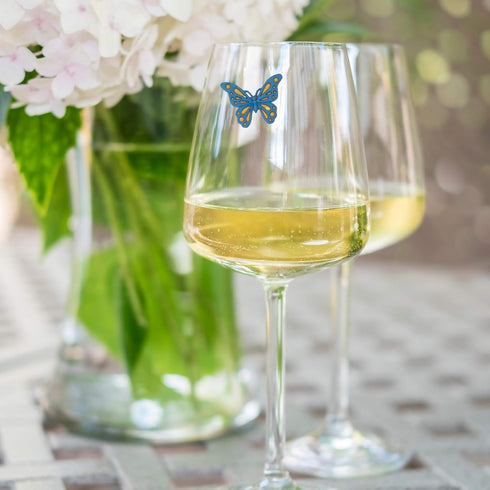 Butterfly Magnetic Wine Glass Charms - 6 Wine Magnet Drink Markers, Fun Gift for the Gardener
