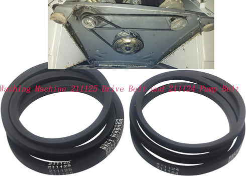 211125 Drive Belt & 211124 Pump Belt for Whirlpool Maytag Washing Machine, Replaces 211124 211125