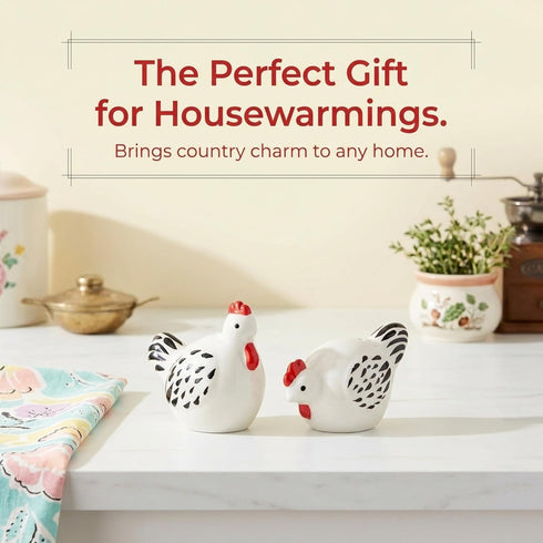 Set Ceramic Farmhouse Salt & Pepper Shaker (Chickens)
