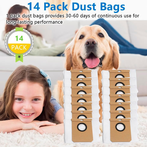 14 Pack Replacement Dust Bags for Eufy L60 / L50 Series Robot Vacuums, Self-Empty Station Dirt Disposal Bags