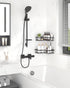 2 Pack, 8 Sakugi Corner Shower Caddy - Adhesive Shower Organizers, Rustproof Stainless Steel Shower Shelves with Hooks
