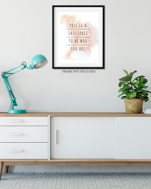 Govivo Therapist Office Decor, This Is A Safe Space Wall Art for School Counselor, 11x14 Unframed Print