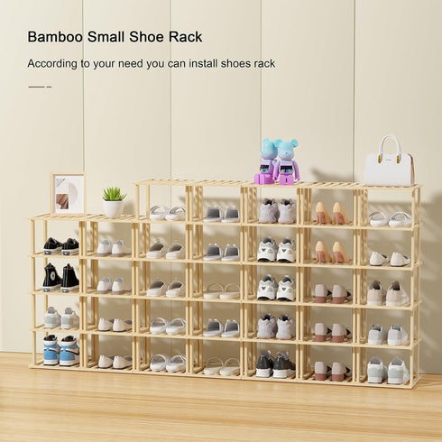 6-Tier Closet Bamboo Shoe Rack - Vertical Shoe Rack for Small Spaces, Tall Narrow Shoe Rack Organizer for Entryway