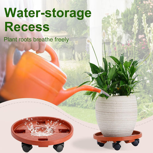 2 Pack 13IN 200lbs Doseno Plant Caddy with Wheels Round Rolling Plant Stand Plant Dolly, for Capacity Caddy for Indoor