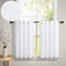White Kitchen Curtains 24 Inch Length, 2 Panel Pocket Lace Cotton Textured Sheer Linen Short Cafe Curtain
