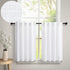 White Kitchen Curtains 24 Inch Length, 2 Panel Pocket Lace Cotton Textured Sheer Linen Short Cafe Curtain