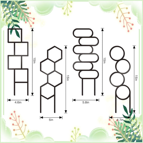 KOYILTD 4 1) Pcs Trellises for Climbing Plants Indoor Metal Climbing Plant Support Metal Plant Trellis for Pots Garden