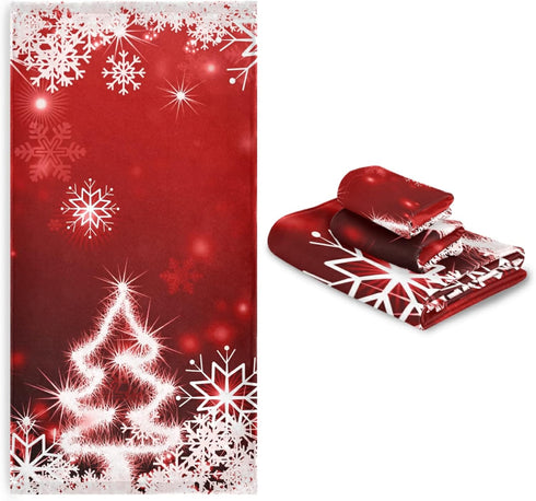 ALAZA Christmas Bathroom Towels Decorative Set Red of 3, 1 Bath Hand