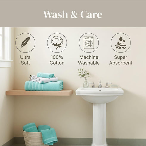 6-Piece 100% Set 2 2 2 Modern Threads Natural Vine Cotton Towel Yarn Dyed Jacquard Includes Bath Towels, Hand Towels