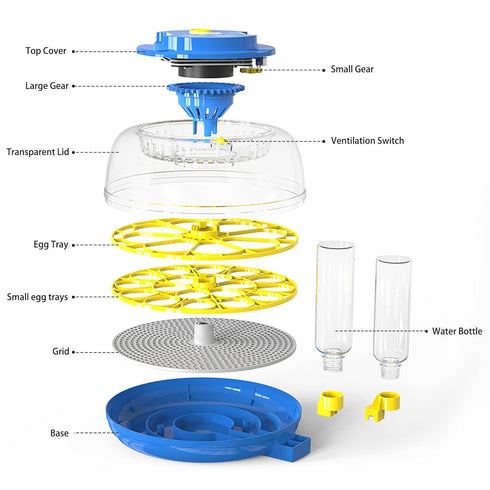 Egg Incubator, Adjustable Turning Time, Humidity and Hatch Day Display,Egg Candler,Automatic External Water Bottle