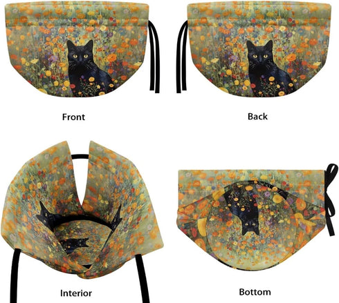 Black Cat Floral Print Tea Pot Cosy, Cotton Tea Cozy for Teapots, Dust Cover Insulated Kettle Cover for Kitchen