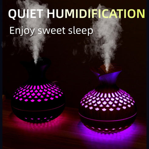 Colorful Cool Mini Humidifier, Flower Shape Humidifier,USB Personal Desktop Humidifier for Car, Office Room, Bedroom,etc. 2 Mist Modes, 7 colors,Super Quiet (Lightwood) by Vromoon