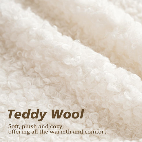 Set 2 12"x20" Foindtower of Curly Teddy Wool Faux Fur Pillow Covers Decorative Boucle Textured Lumbar Throw Pillow