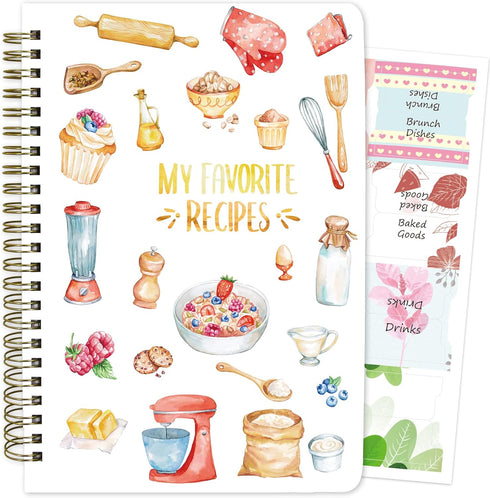 Ceiba Tree Blank Recipe Book to Write Your Own Recipes, 8.7" x 6.3", 120 Pages, Gift Ideas for Women, Mom, Wife.