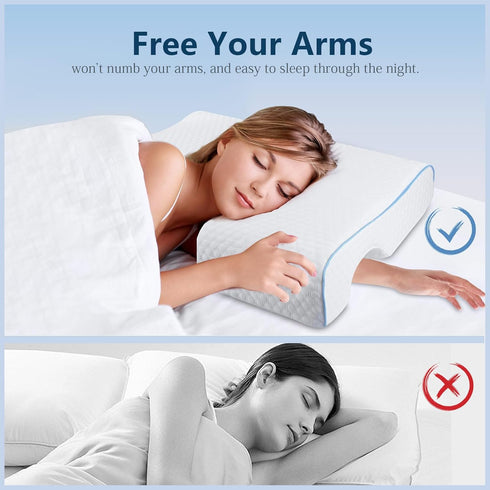 HEYPORK Arched Memory Cuddle Pillow for Adults, Couple Pillow with Slow Rebound, Anti-Compression Hand Memory Foam Neck