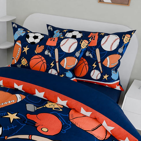 Sets Set 3-Pieces, Sets SANDJEST Sports Bedding for Boys, Ultra Soft Microfiber Comforter Bed with Comforters for Kids